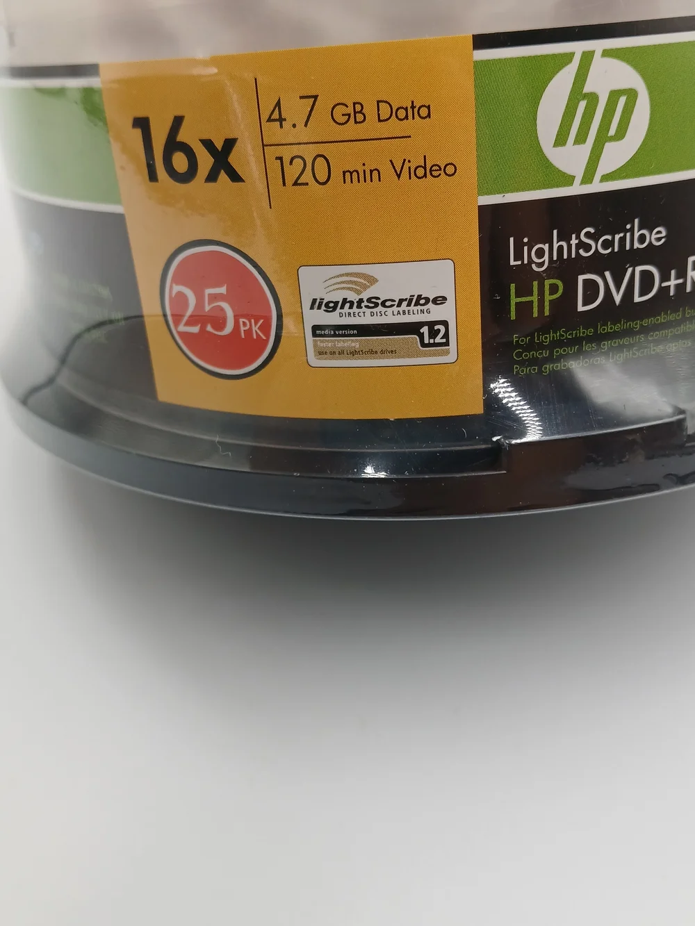 NEW HP LightScribe DVD+R 16X 4.7GB 120 Mins 25 Pack DVDs FACTORY SEALED